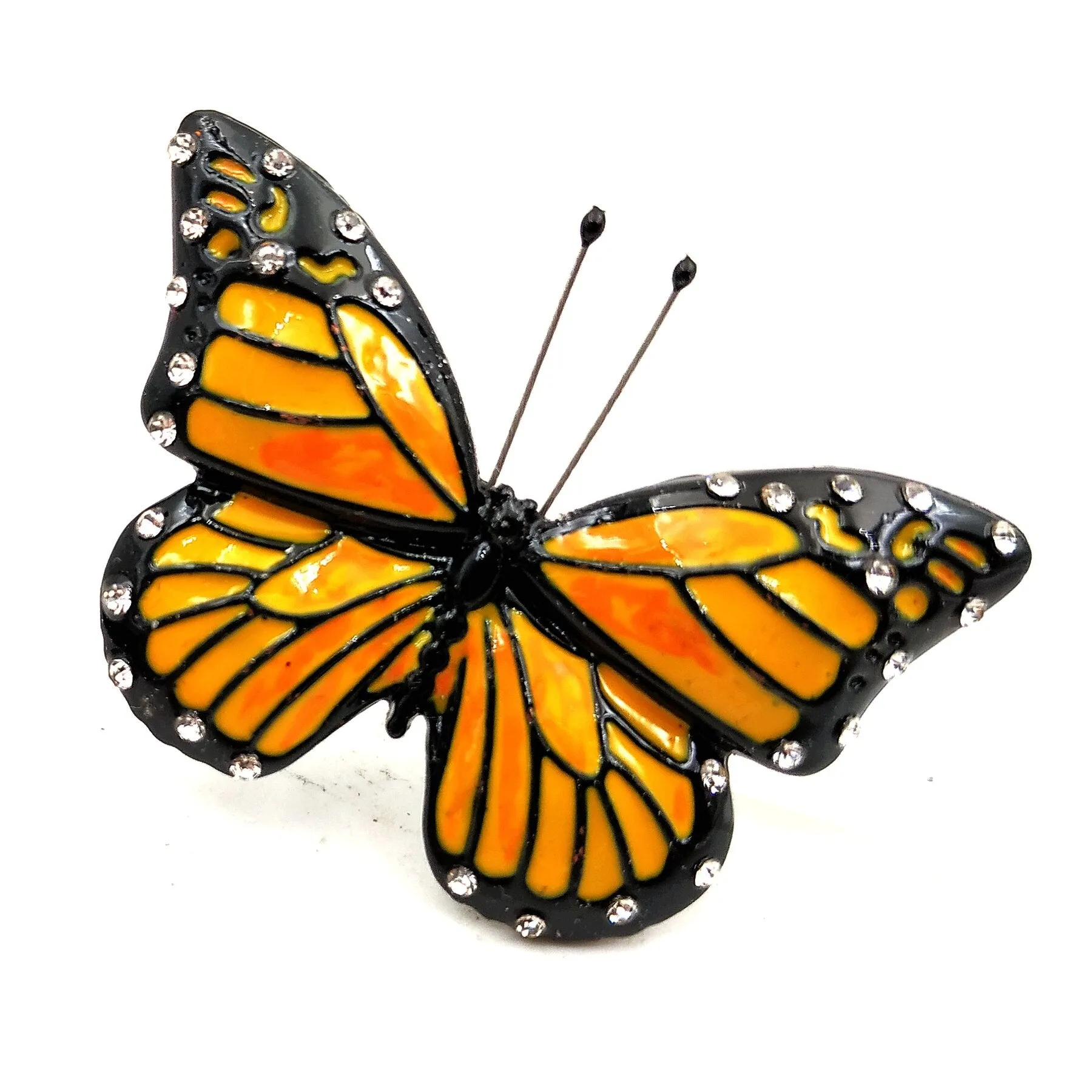 Jewelblings Elegant  Clear Crystal Accent Black & Orange Enamel Monarch Butterfly Brooches Pins for Growing Beauty Women Girl Coat Jewelry