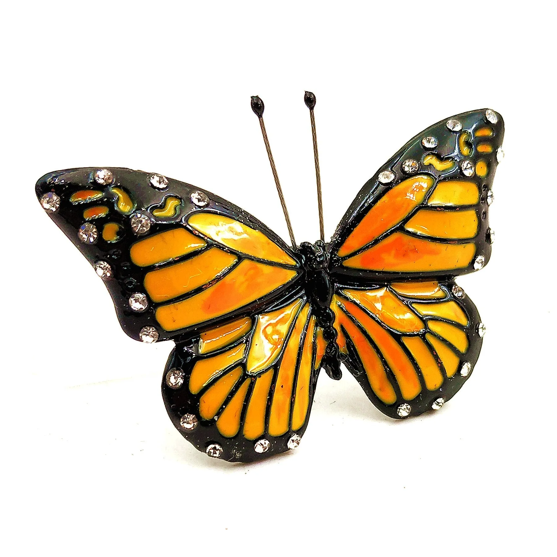 Jewelblings Elegant  Clear Crystal Accent Black & Orange Enamel Monarch Butterfly Brooches Pins for Growing Beauty Women Girl Coat Jewelry