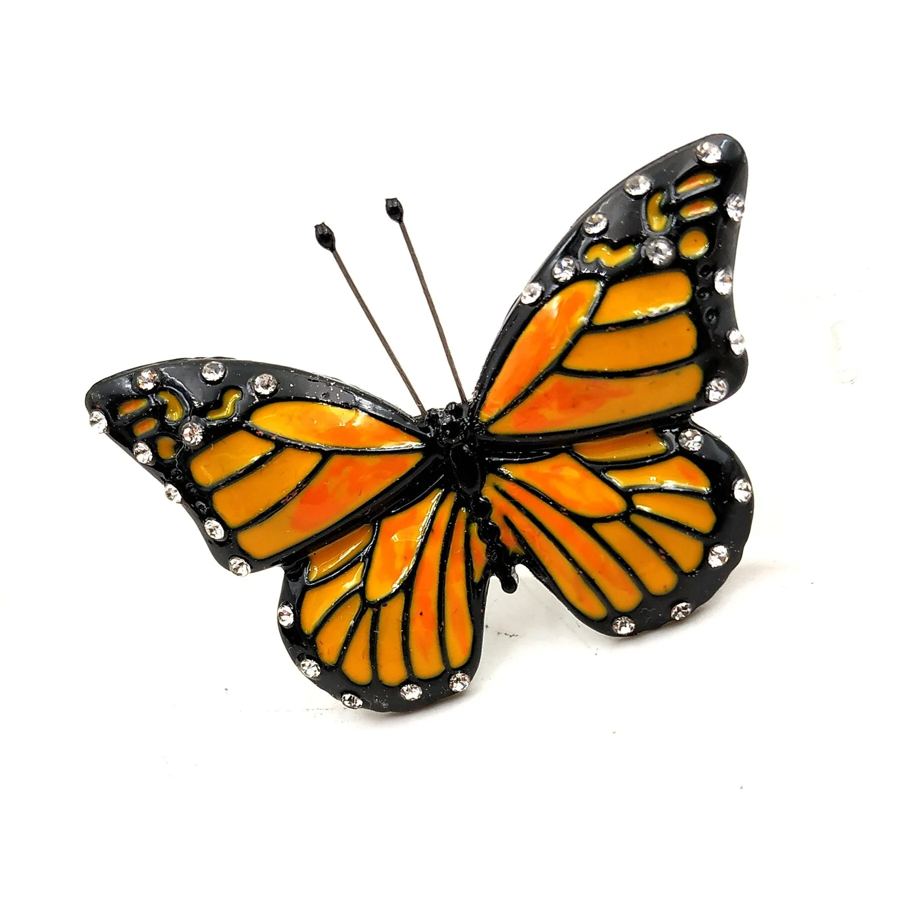 Jewelblings Elegant  Clear Crystal Accent Black & Orange Enamel Monarch Butterfly Brooches Pins for Growing Beauty Women Girl Coat Jewelry