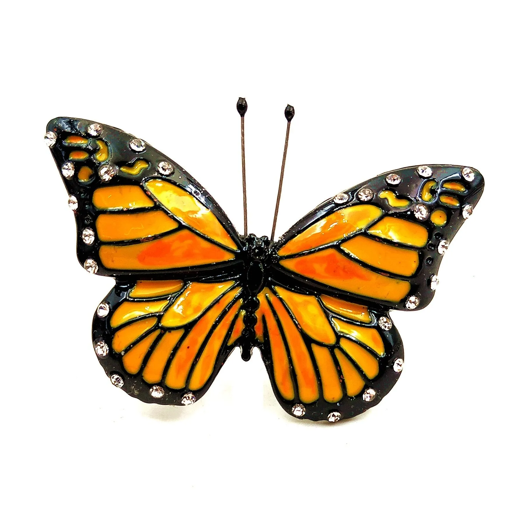 Jewelblings Elegant  Clear Crystal Accent Black & Orange Enamel Monarch Butterfly Brooches Pins for Growing Beauty Women Girl Coat Jewelry