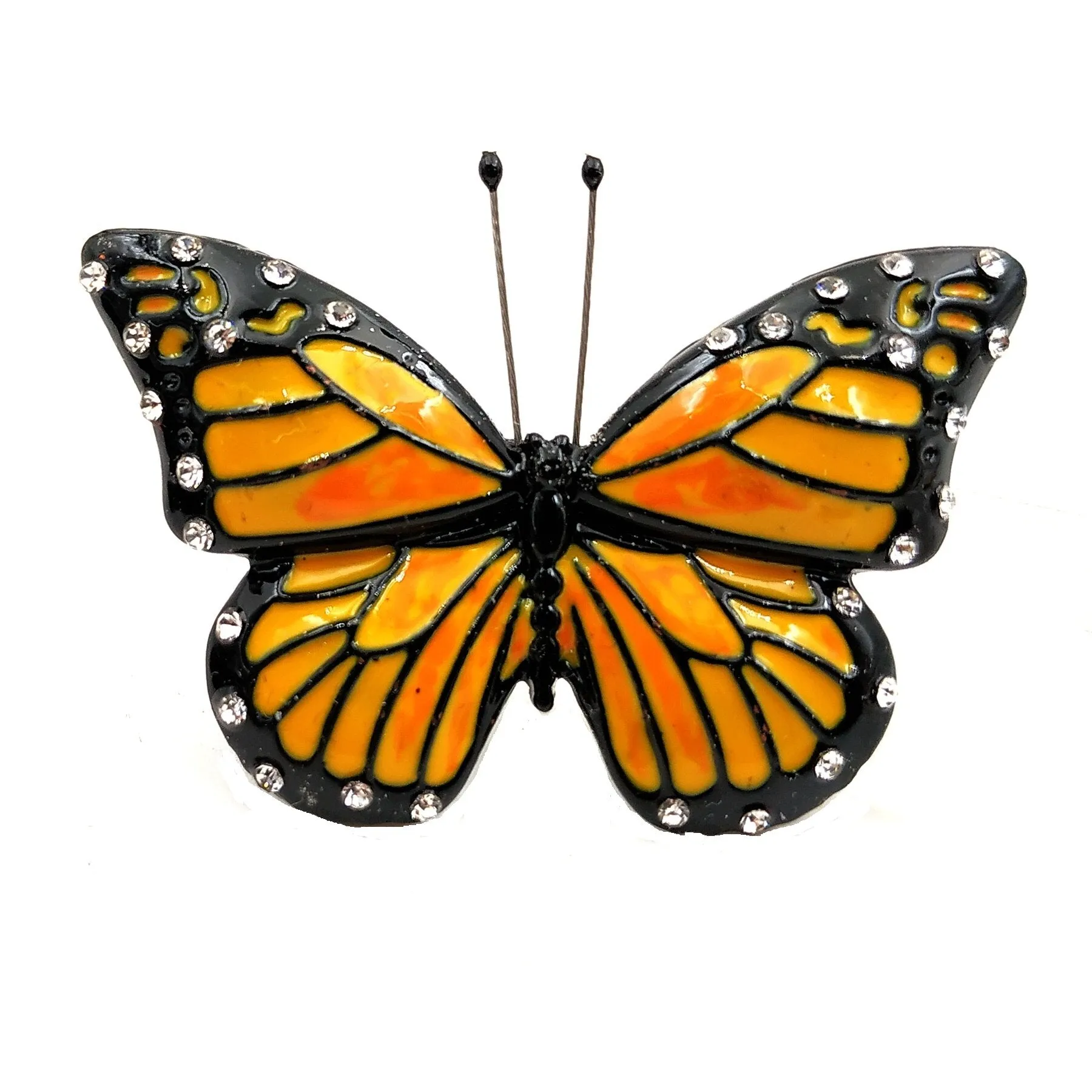 Jewelblings Elegant  Clear Crystal Accent Black & Orange Enamel Monarch Butterfly Brooches Pins for Growing Beauty Women Girl Coat Jewelry