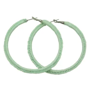 Large Mint Green Crochet Hoop Pierced Earring - STXE26