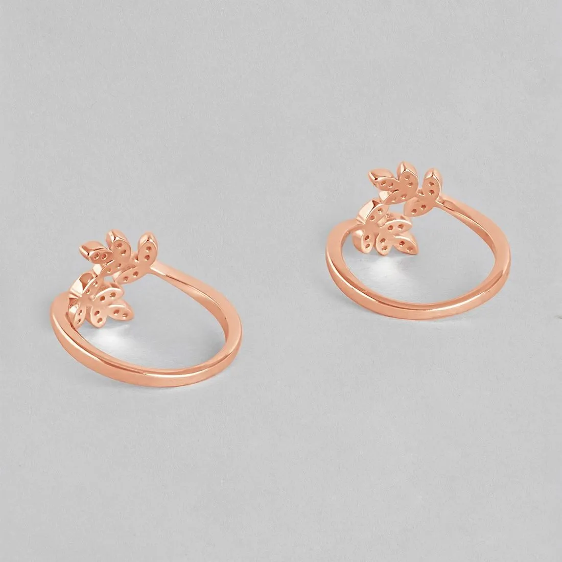 Leafy CZ Rose gold Plated 925 Sterling Silver Toe Ring