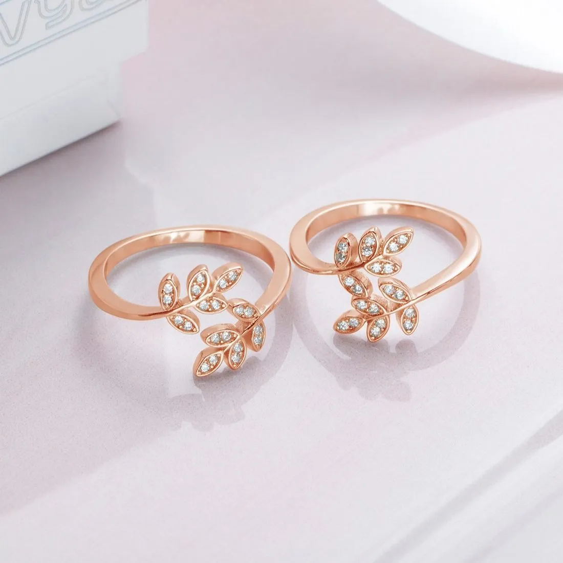 Leafy CZ Rose gold Plated 925 Sterling Silver Toe Ring