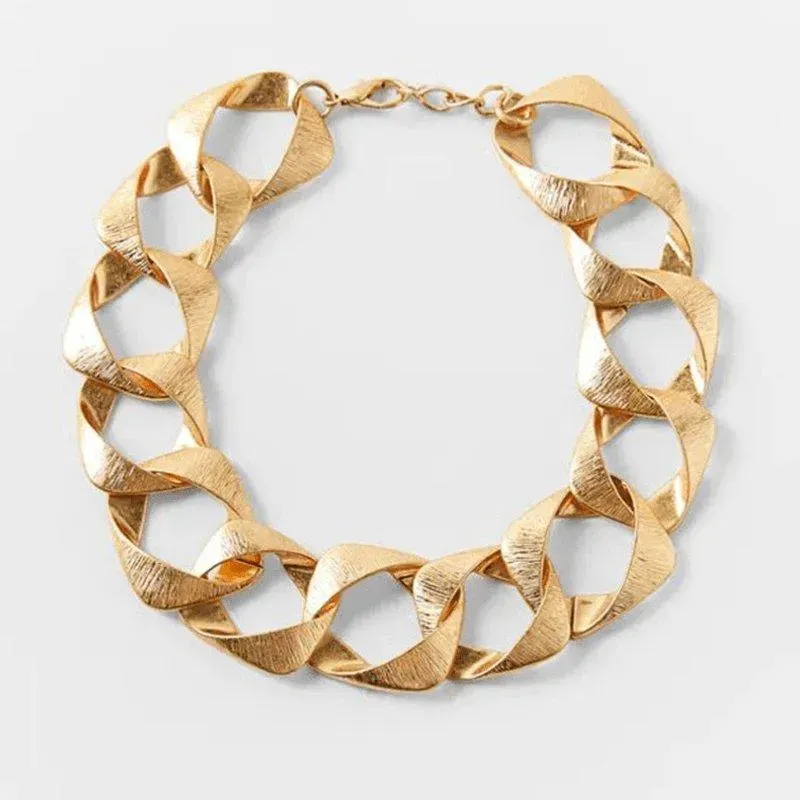 Light Gold Tone Thick Chain Necklace