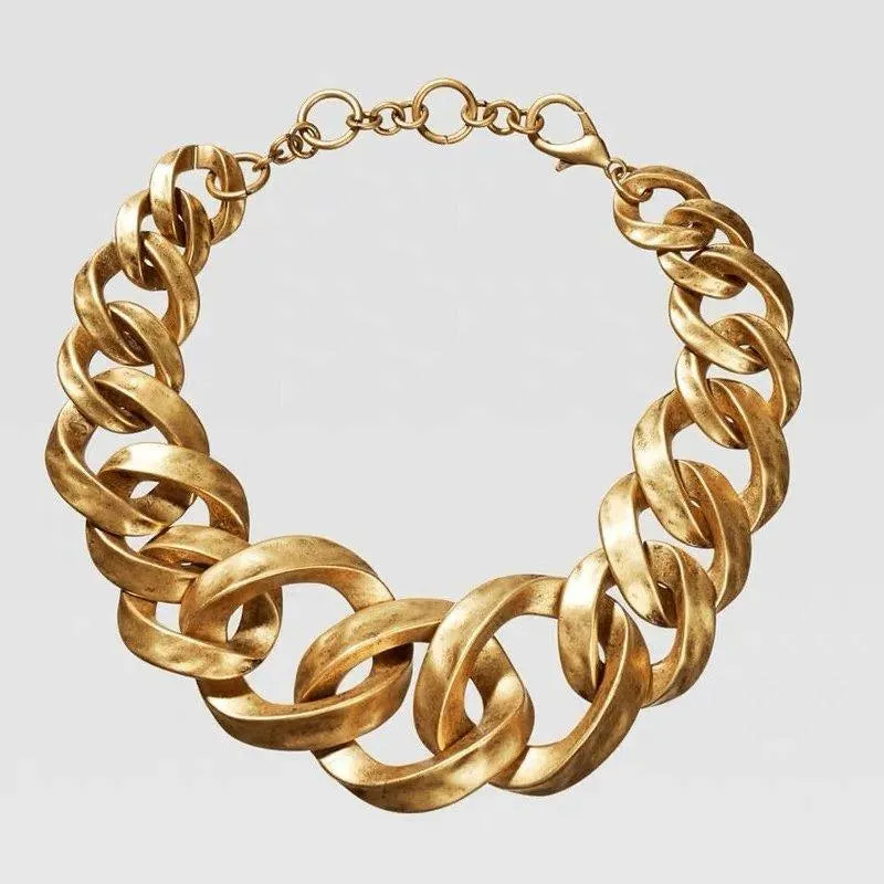 Light Gold Tone Thick Chain Necklace