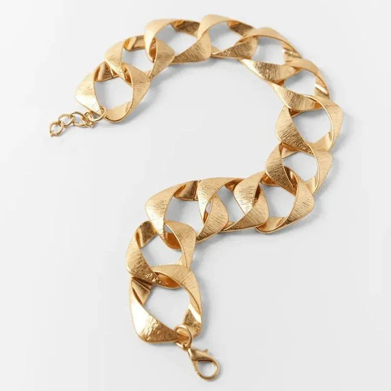 Light Gold Tone Thick Chain Necklace