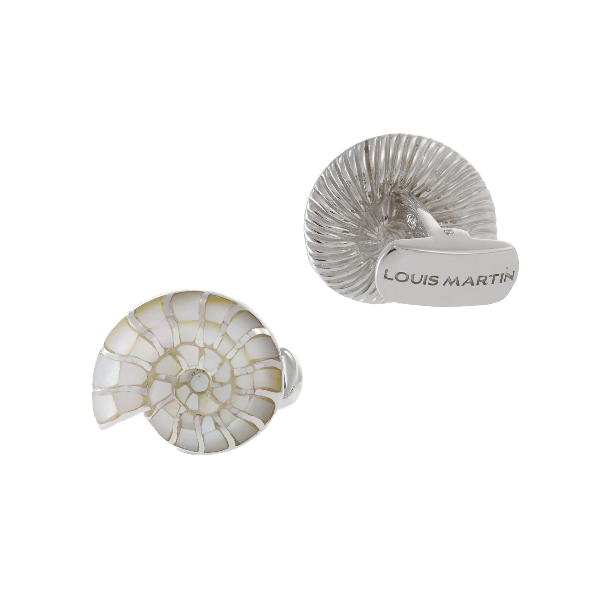 Louis Martin Sterling Silver Mother Of Pearl Inlay Shell Cufflinks