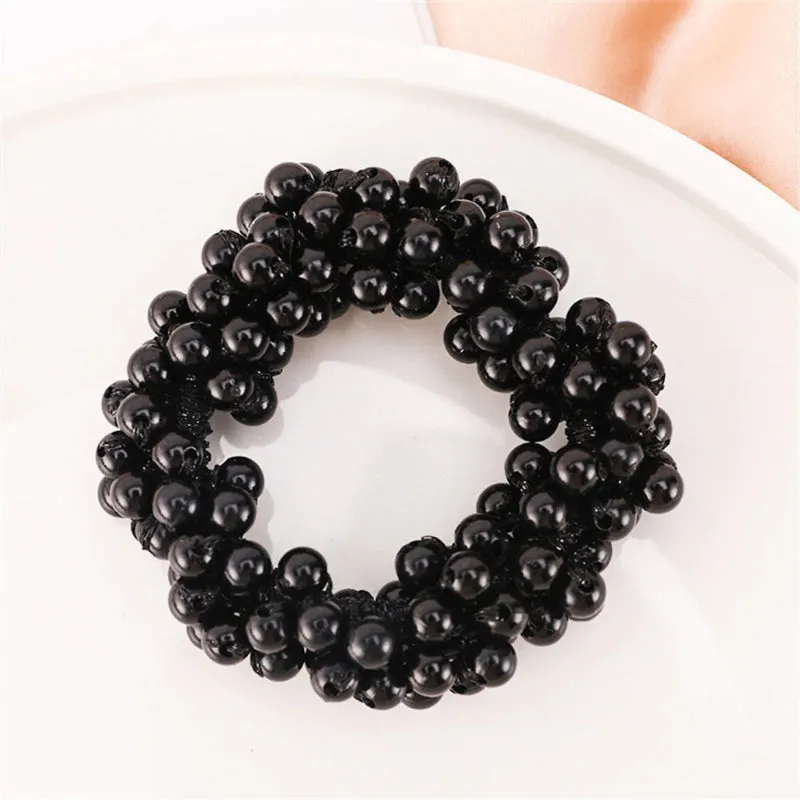 Lustrous Elastic Pearl Cluster Scrunchy Ponytail Hair Ties