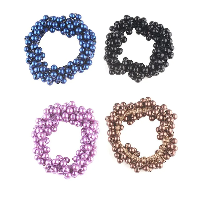 Lustrous Elastic Pearl Cluster Scrunchy Ponytail Hair Ties