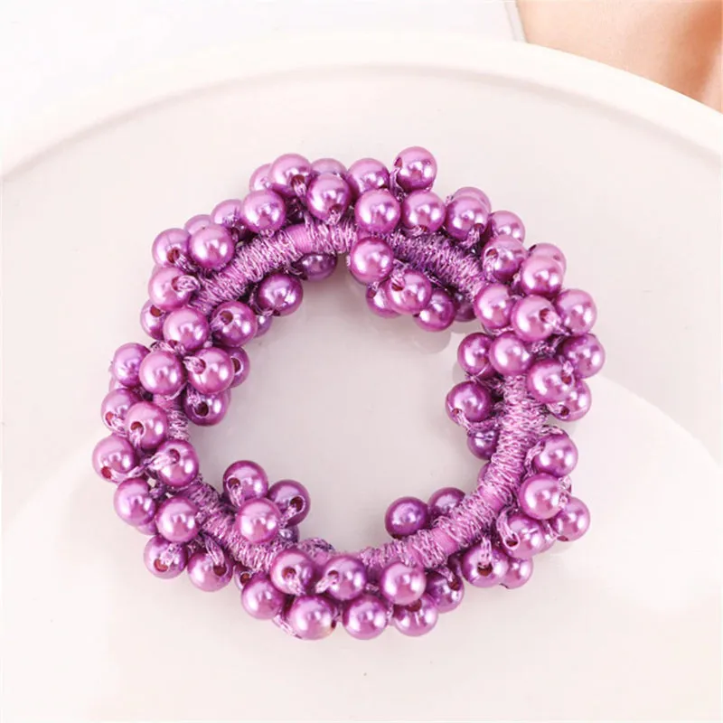 Lustrous Elastic Pearl Cluster Scrunchy Ponytail Hair Ties