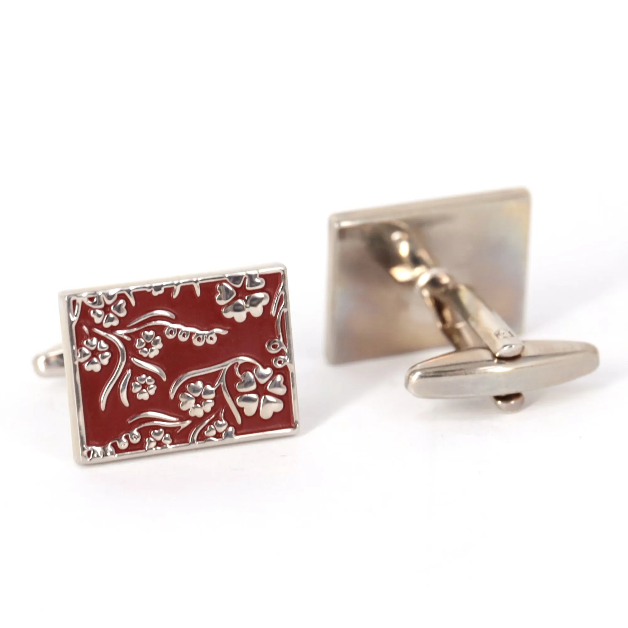 MarzthomsonRectangle Florist Design - Maroon cufflinks (Online Exclusive)