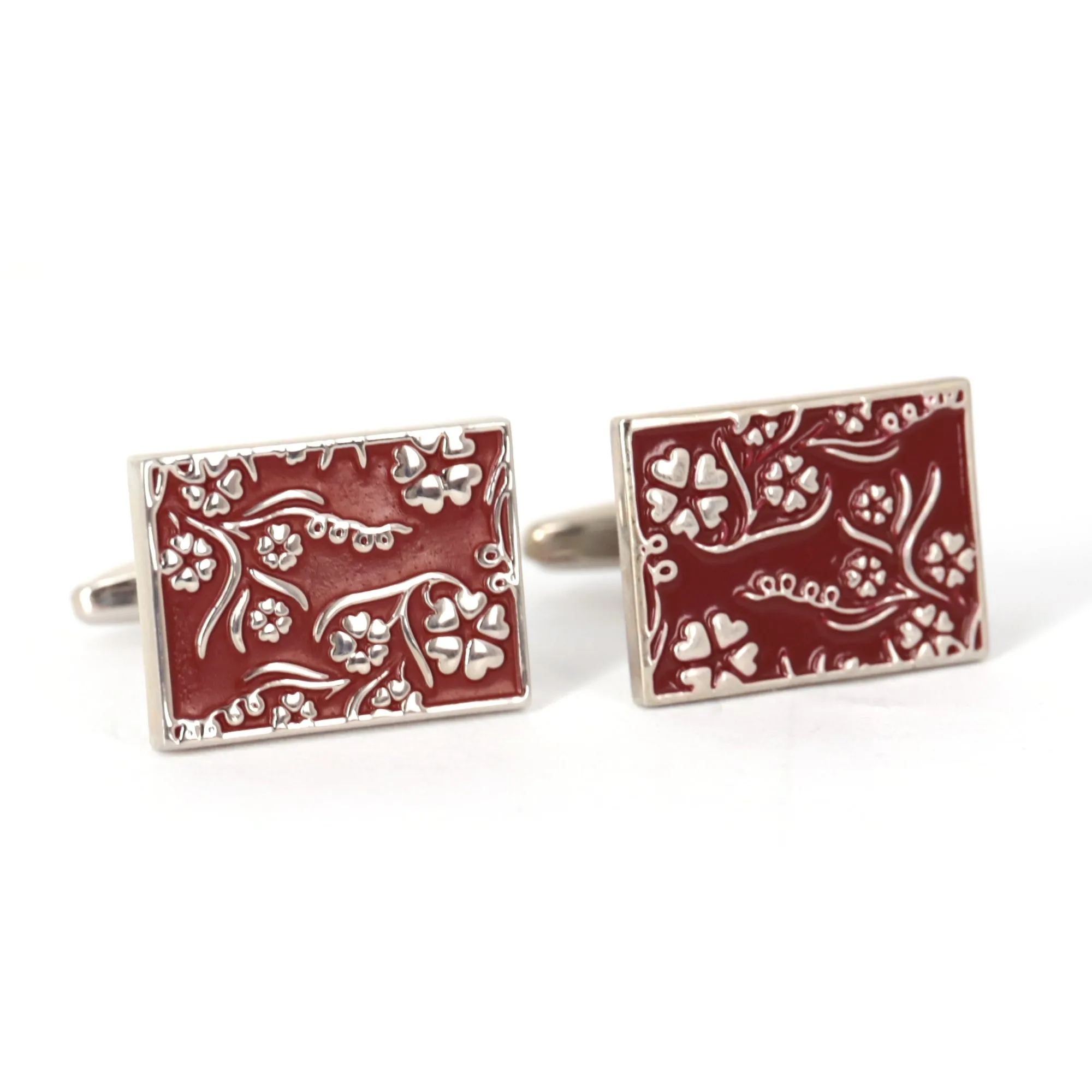 MarzthomsonRectangle Florist Design - Maroon cufflinks (Online Exclusive)