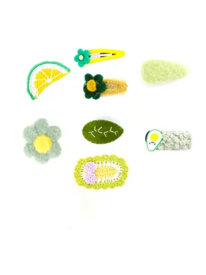 Melbees by Yellow Chimes Hair Clips for Girls Kids Hair Clip Hair Accessories For Girls Cute Characters Pretty Snap Hair Clips for Baby Girls 8 Pcs Green Alligator Clips for Baby Kids Toddlers