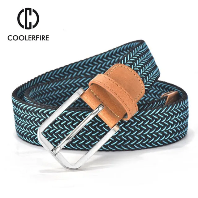 Men Women Casual Knitted Woven Canvas Elastic Expandable Braided Stretch Belts