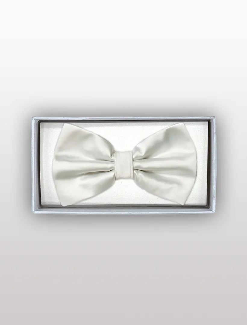 Mens Adjustable Pre-Tied Satin Bowtie In White