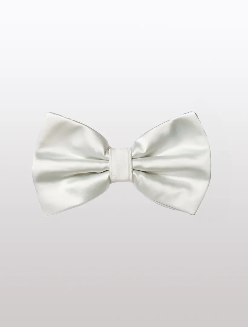 Mens Adjustable Pre-Tied Satin Bowtie In White