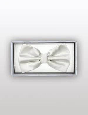 Mens Adjustable Pre-Tied Satin Bowtie In White