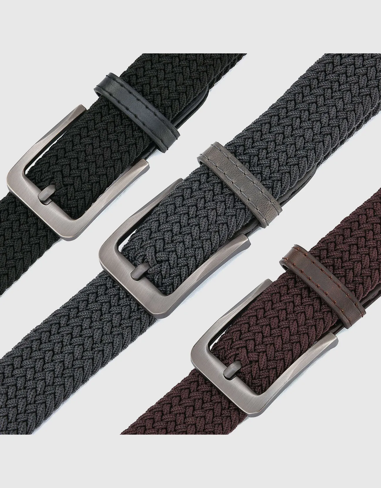 Men's Elastic Braided Stretch Belt-3 Pack