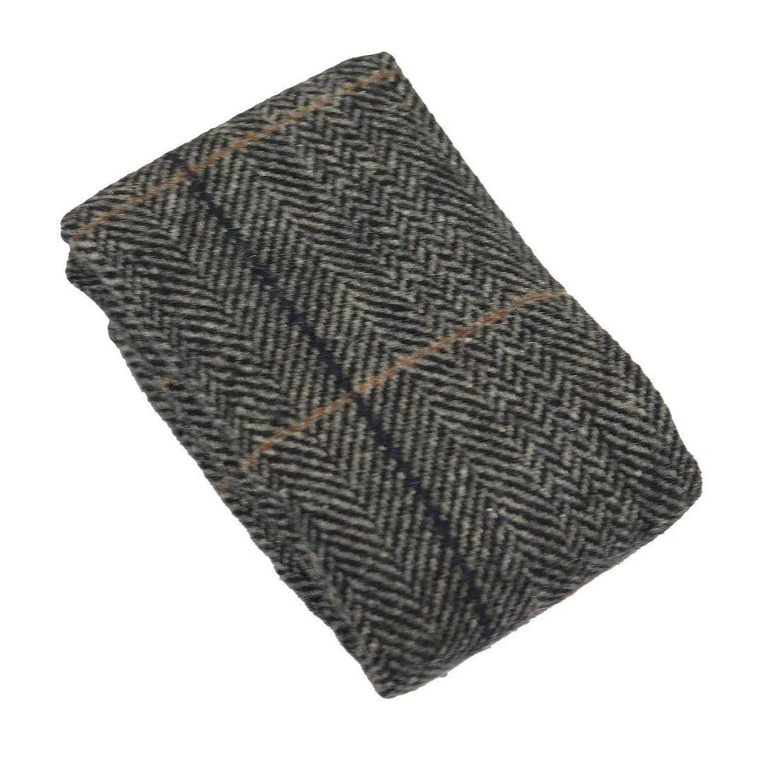 Mens Womens Boys Herringbone Tweed Bow Tie Check Tan Brown Grey Wool