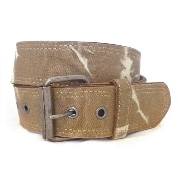 MIGUEL - Mens Sand Canvas & Leather Belt