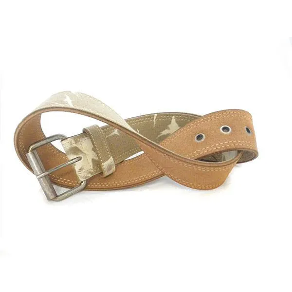 MIGUEL - Mens Sand Canvas & Leather Belt