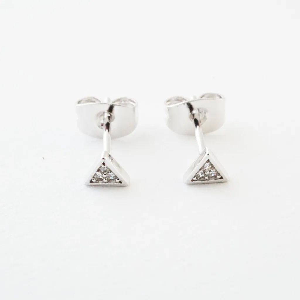 Mini Crystal Triangle Stud Earrings