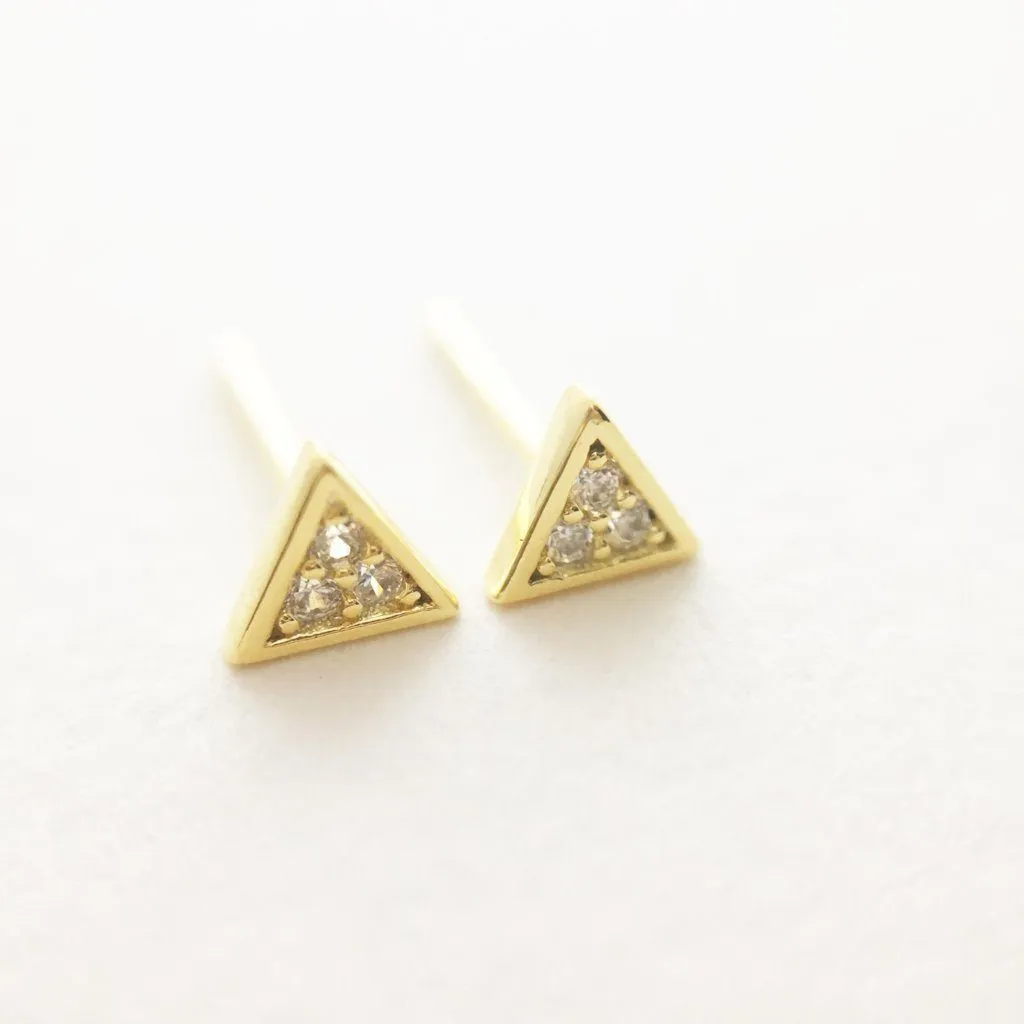 Mini Crystal Triangle Stud Earrings