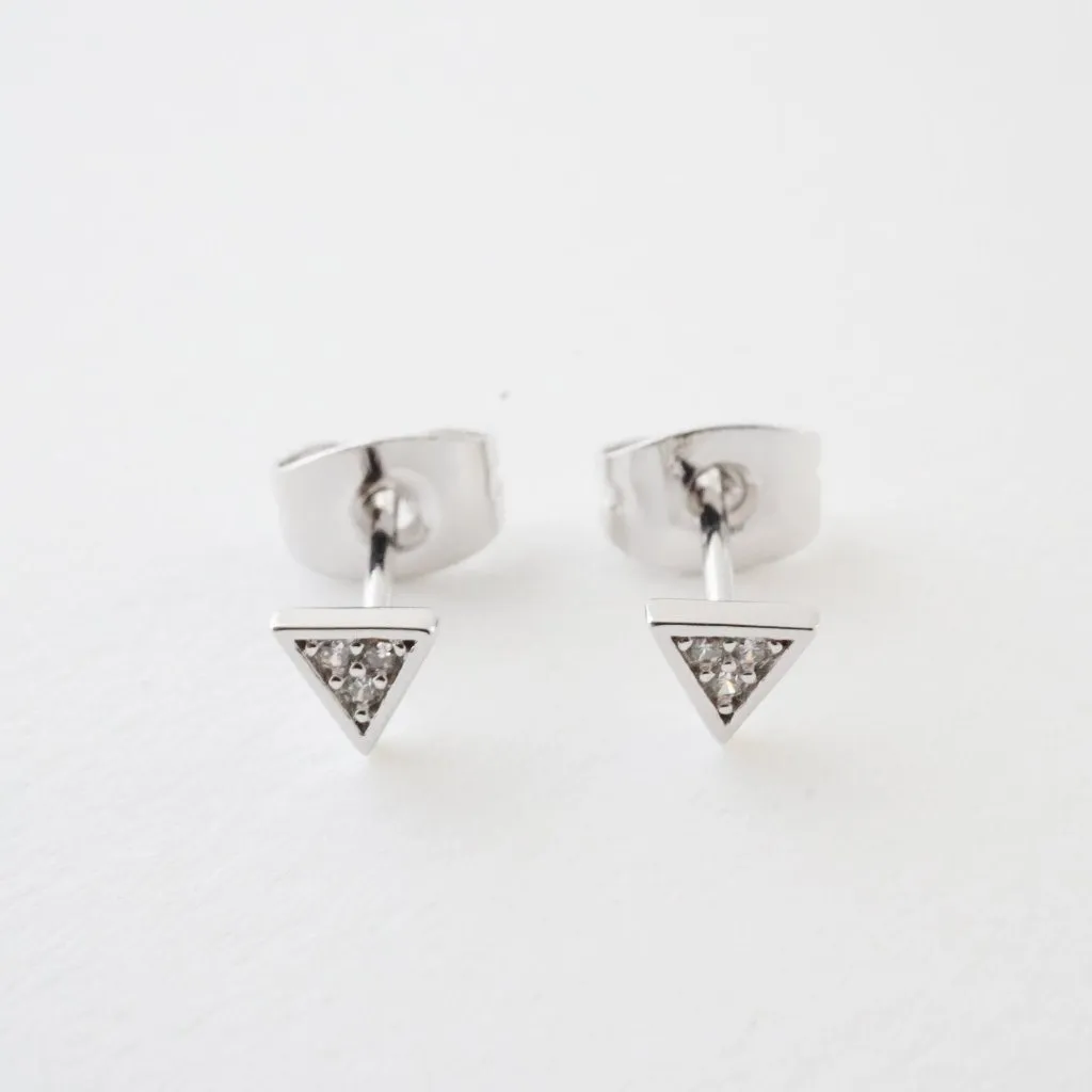 Mini Crystal Triangle Stud Earrings