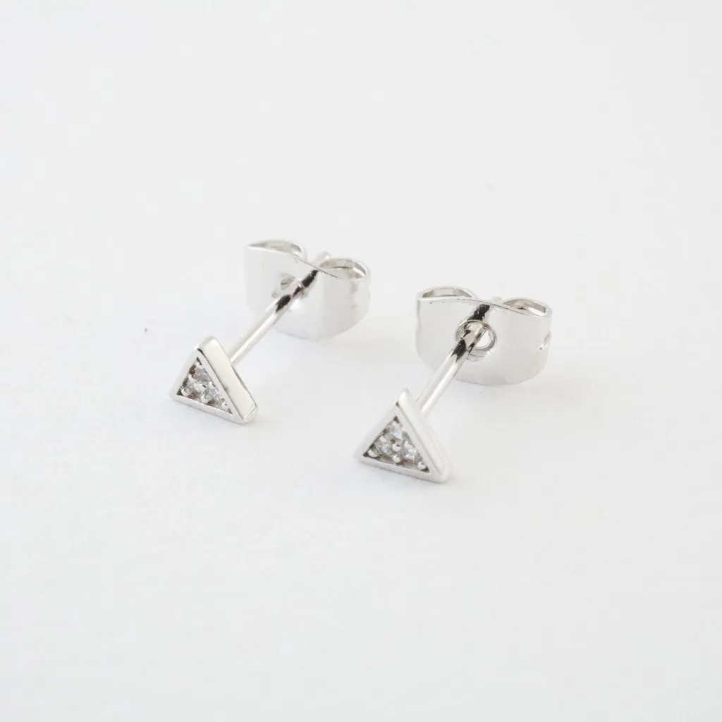 Mini Crystal Triangle Stud Earrings