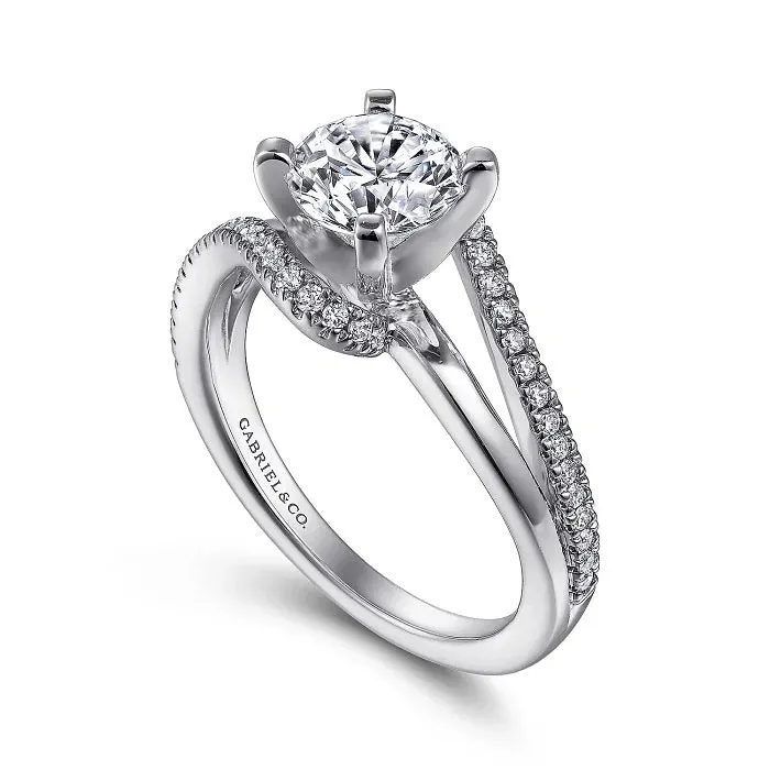 Naomi - 14K White Gold Round Bypass Diamond Engagement Ring