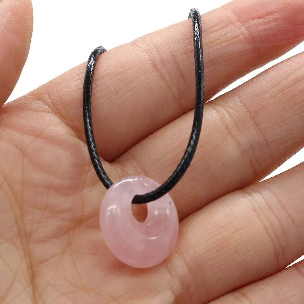 Natural Malachites Rose Quartzs Pendant Necklace Simple Stylish Pendant Necklace