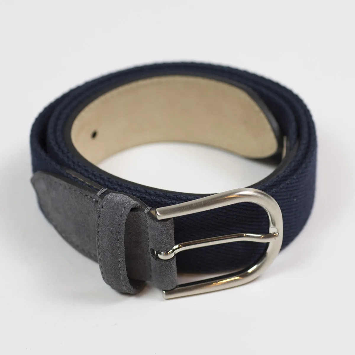 Navy Olona canvas and grey suede belt