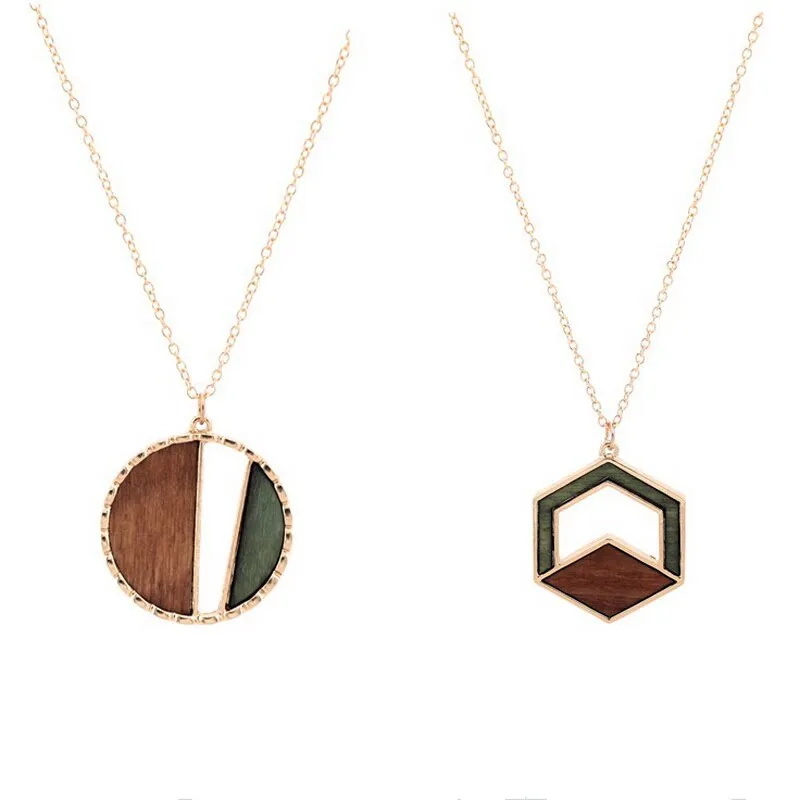 Necklaces Charm Jewelry Acrylic Wooden Geometric Fashion SMT260