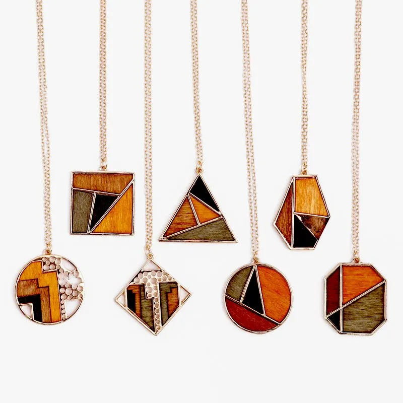 Necklaces Charm Jewelry Acrylic Wooden Geometric Fashion SMT260