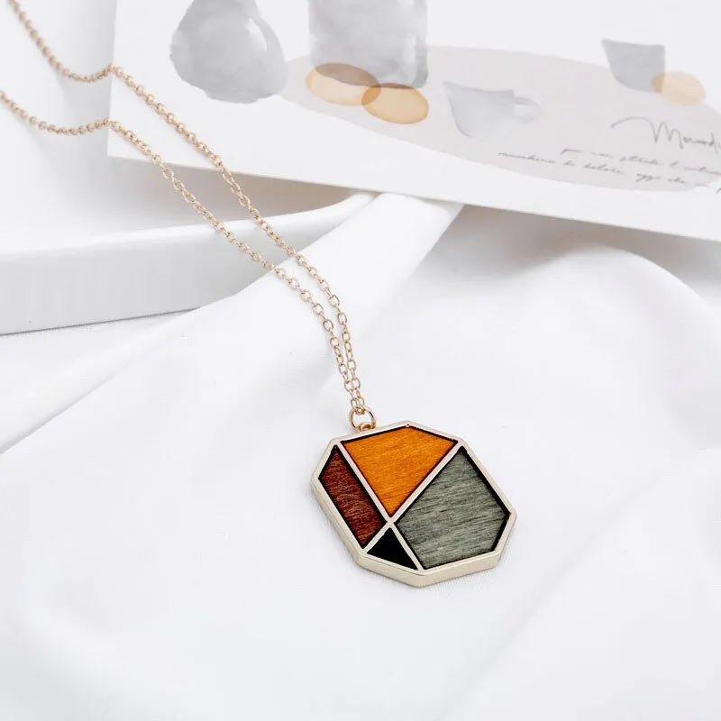 Necklaces Charm Jewelry Acrylic Wooden Geometric Fashion SMT260