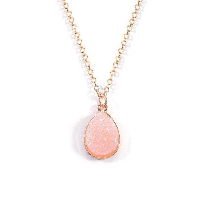 Necklaces Charm Jewelry Natural Stone Water Drop Pendant COS0454