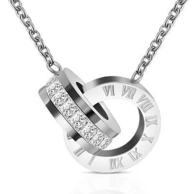 Necklaces Charm Jewelry Roman Numeral Double Pendant Fashion