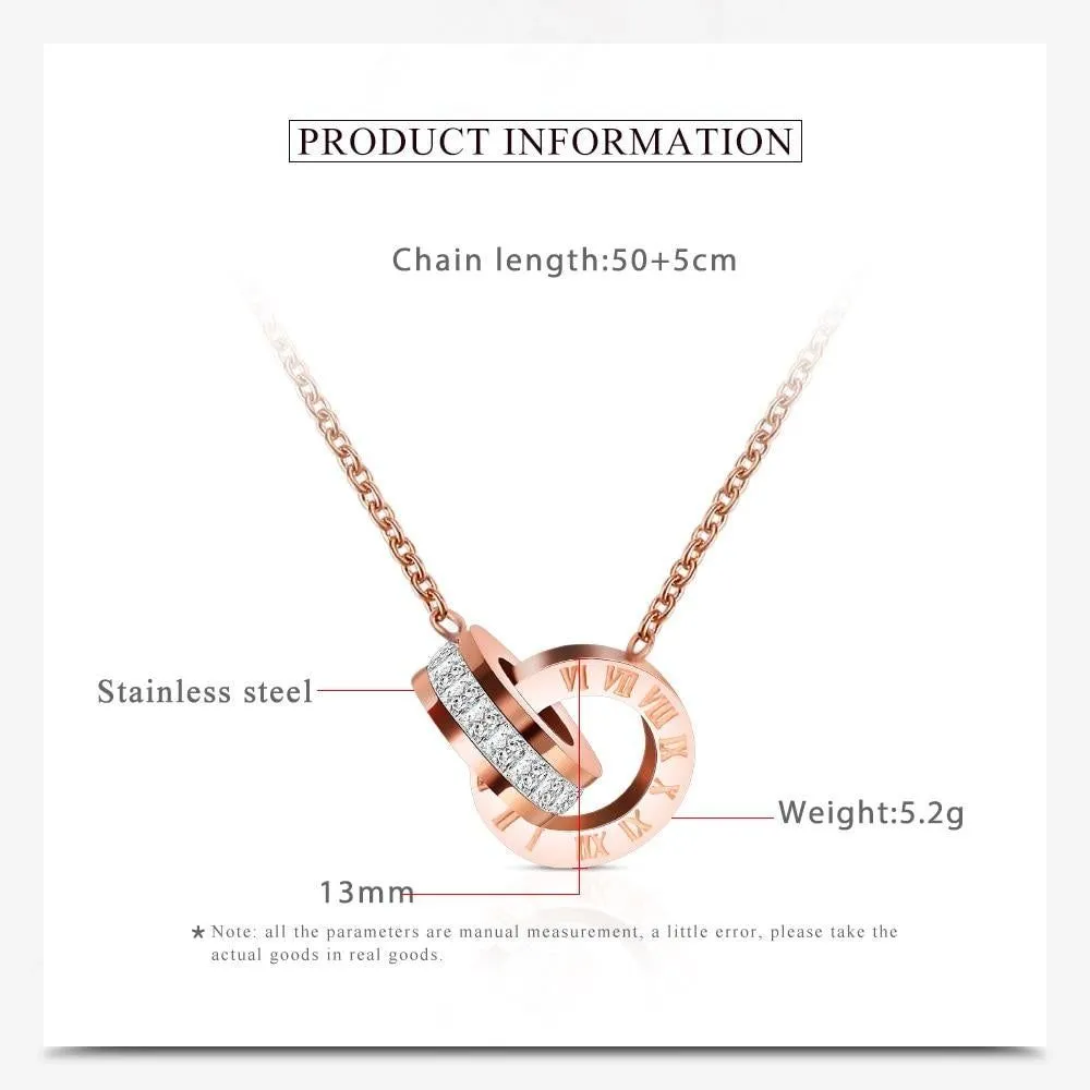 Necklaces Charm Jewelry Roman Numeral Double Pendant Fashion