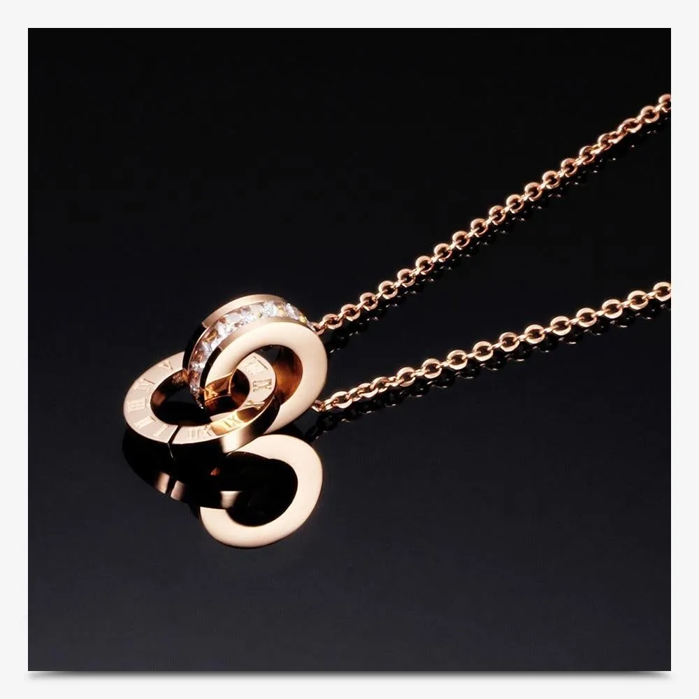 Necklaces Charm Jewelry Roman Numeral Double Pendant Fashion