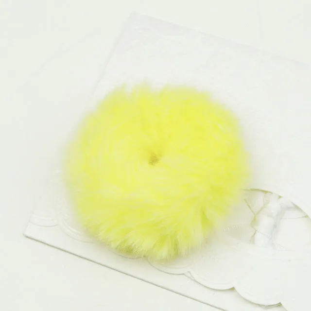 NEW 2017 Korean Cute Trendy Warm Soft Fake Rabbit Fur Woman Elastic Hair Rope Bands Girls Hair Accessories Rubber Band Headwear