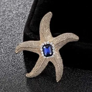 New Arrival Vintage Brooches Women Coral Starfish Rhinestone Broaches Fashion Anniversary Jewelry Best Masculino Broche Pin