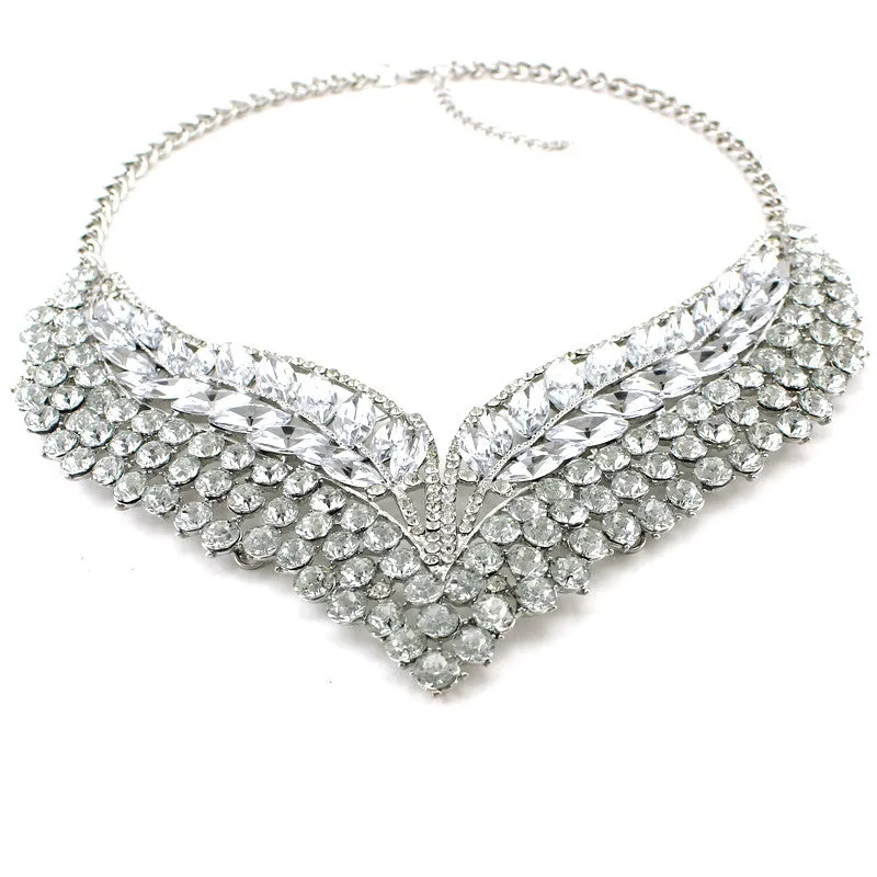 New Luxury Bridal Jewelry Colorful Crystal Necklace & Pendants Fashion Rhinestone Collar Statement Necklace Wedding Accessories