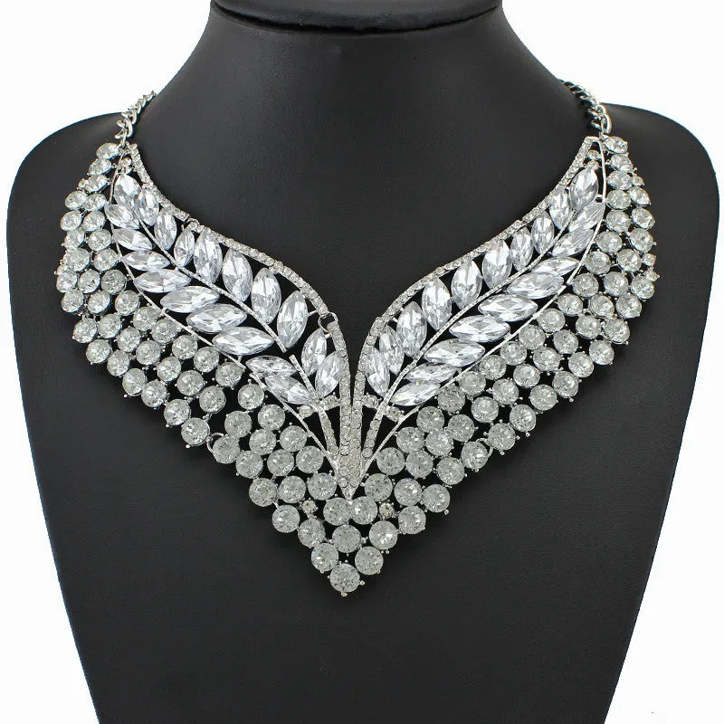 New Luxury Bridal Jewelry Colorful Crystal Necklace & Pendants Fashion Rhinestone Collar Statement Necklace Wedding Accessories