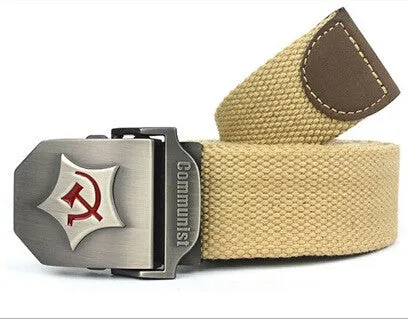 New Men Belt Thicken Canvas Communist Military Belt Army Tactical Belt High Quality Strap