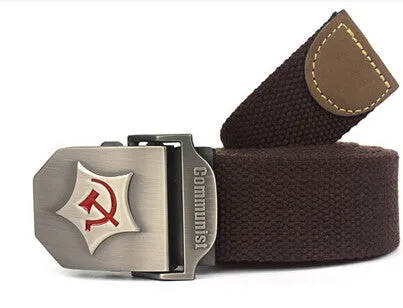 New Men Belt Thicken Canvas Communist Military Belt Army Tactical Belt High Quality Strap