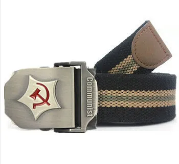 New Men Belt Thicken Canvas Communist Military Belt Army Tactical Belt High Quality Strap