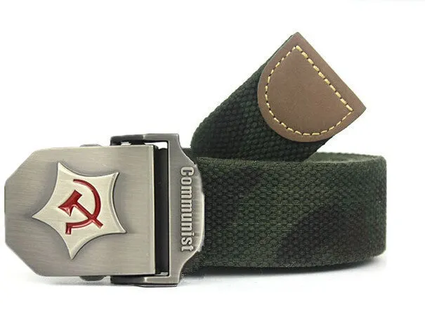 New Men Belt Thicken Canvas Communist Military Belt Army Tactical Belt High Quality Strap