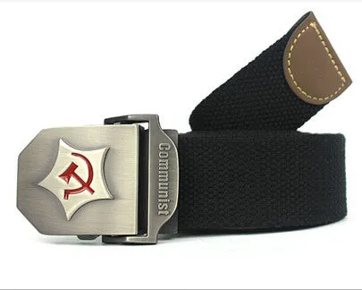 New Men Belt Thicken Canvas Communist Military Belt Army Tactical Belt High Quality Strap