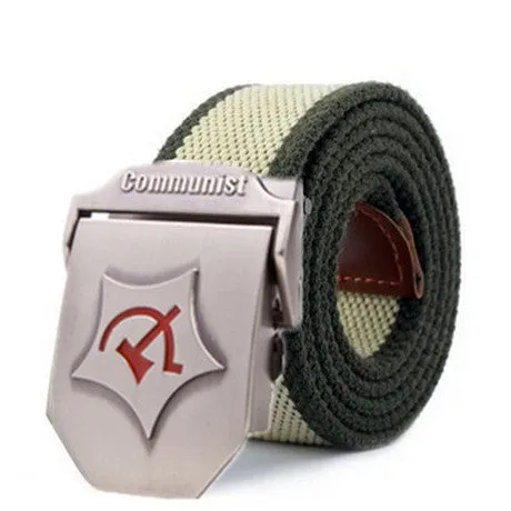 New Men Belt Thicken Canvas Communist Military Belt Army Tactical Belt High Quality Strap